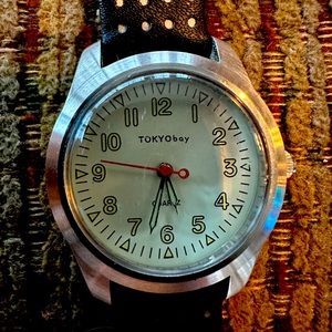 Womens Tokyo Bay Quartz Analog Watch Canvas Leather Cream Dial